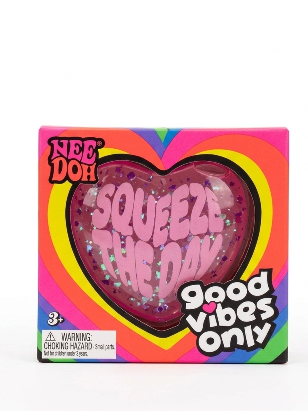 Nee Doh Good Vibes Only Pink Heart Squeeze Toy NEW NeeDoh Sealed Authentic